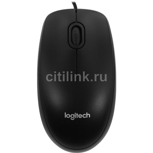Мышь проводная Logitech B100, оптическая, USB, 1000dpi, черный [910-006605]