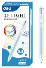 Изображение товара Упаковка ручек гелевых Deli Delight EG118-LB автоматическая корп.прозрачный чернила светло-синий