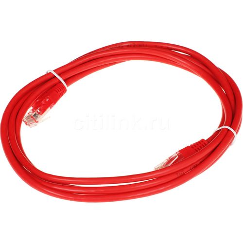 Патч-корд LanMaster вилка RJ-45, вилка RJ-45, кат.5E, ПВХ, 2м, красный [twt-45-45-2.0-rd]