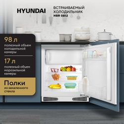 Встраиваемый холодильник Hyundai HBR 0812, белый