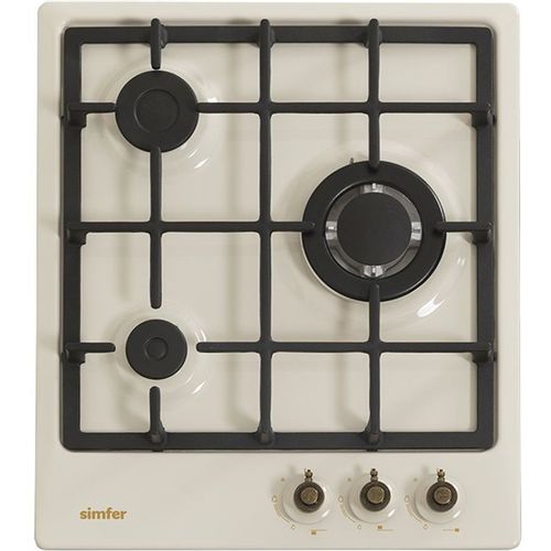 Газовая варочная панель Simfer H45V35O527, 3 конфорки, эмалированная сталь, бежевый