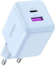 Изображение товара Сетевое зарядное устройство UGREEN X516, USB-A, USB-C, 30Вт, голубой