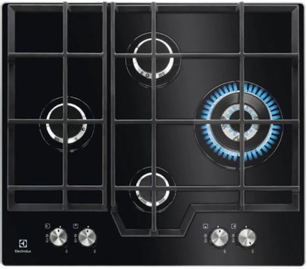 Газовая варочная панель Electrolux KGG6456K, 4 конфорки, закаленное стекло, черный