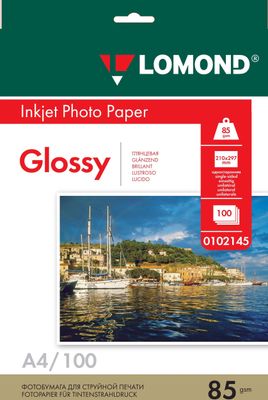 Фотобумага Lomond A4, для струйной печати, 100л, 85г/м2, белый, покрытие глянцевое [0102145]