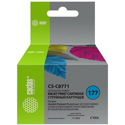 Картридж Cactus CS-C8771, №177, голубой / CS-C8771