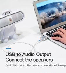 Адаптер VENTION VAB-S17-B, USB A (m) (прямой) - 2xJack 3.5 (f) (прямой), черный
