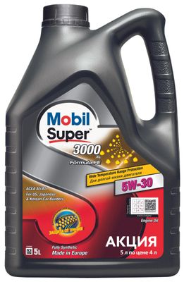 Моторное масло MOBIL Super 3000 x1 Formula FE, 5W-30, 5л, синтетическое [156155]