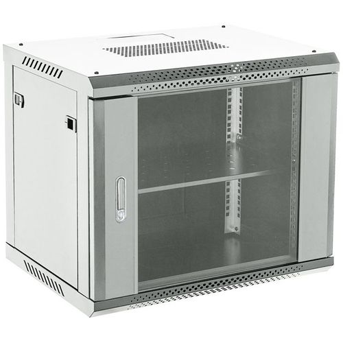 Шкаф коммутационный REXANT 04-0964-111 настенный, стеклянная передняя дверь, 9U, 600x368x450 мм