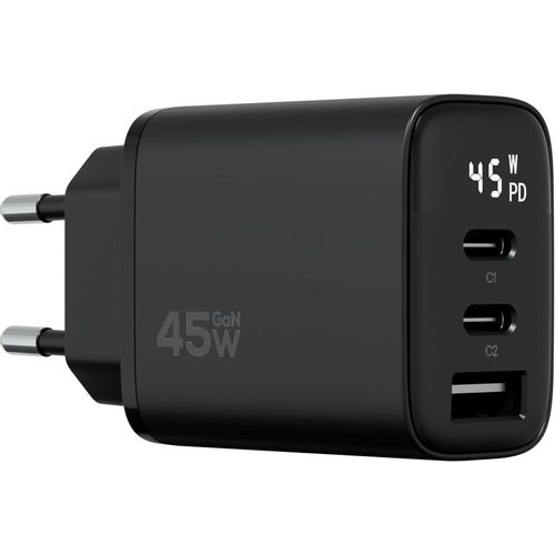 Сетевое зарядное устройство MAGSSORY ACH008, USB-A, 2xUSB-C, 45Вт, 3.25A, черный