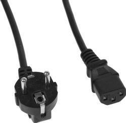 Изображение товара Кабель сетевой KINGPRICE KP-PC-Euro-C13-3m,  Евровилка (угловой) -  IEC C13 (прямой),  3м,  черный