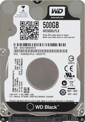 Жесткий диск WD Black WD5000LPLX,  500ГБ,  HDD,  SATA III,  2.5"
