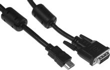 Изображение товара Кабель Buro HDMI (m) -  DVI-D (m),  GOLD ,  ферритовый фильтр ,  10м,  черный [hdmi-19m-dvi-d-10m]