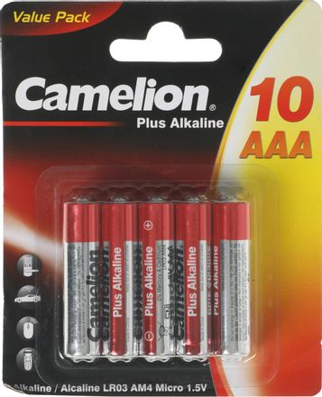 AAA Батарейка CAMELION Plus Alkaline LR03-BP10,  10 шт.
