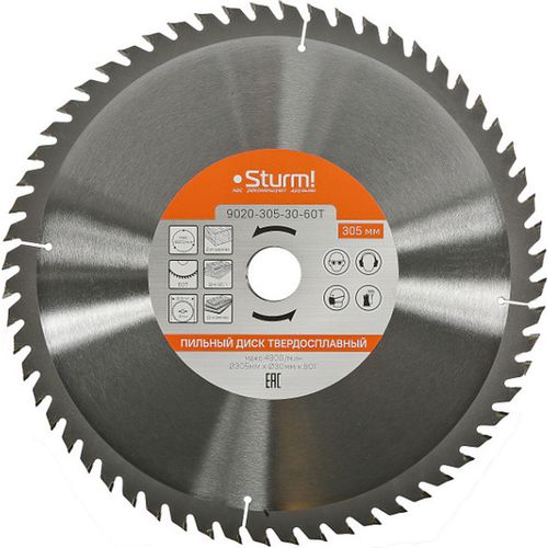 Пильный диск STURM! 9020-305-30-60T, универсальный, 305мм, 2мм, 30мм