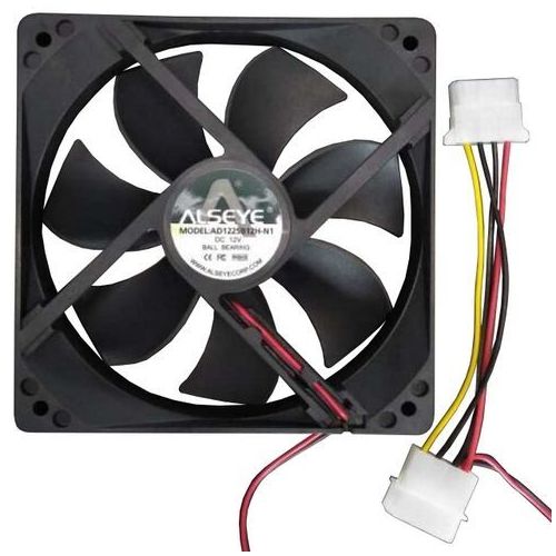 Вентилятор ALSEYE AD1225B12H-N1 120мм, от БП:4-pin (Molex), 3200об/мин, 49.8 дБ, прозрачный, OEM