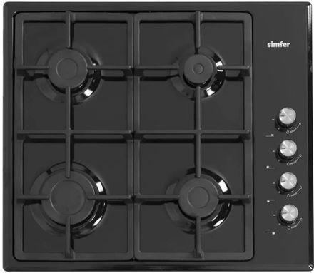 Газовая варочная панель Simfer H60Q40B416, 4 конфорки, эмалированная сталь, черный