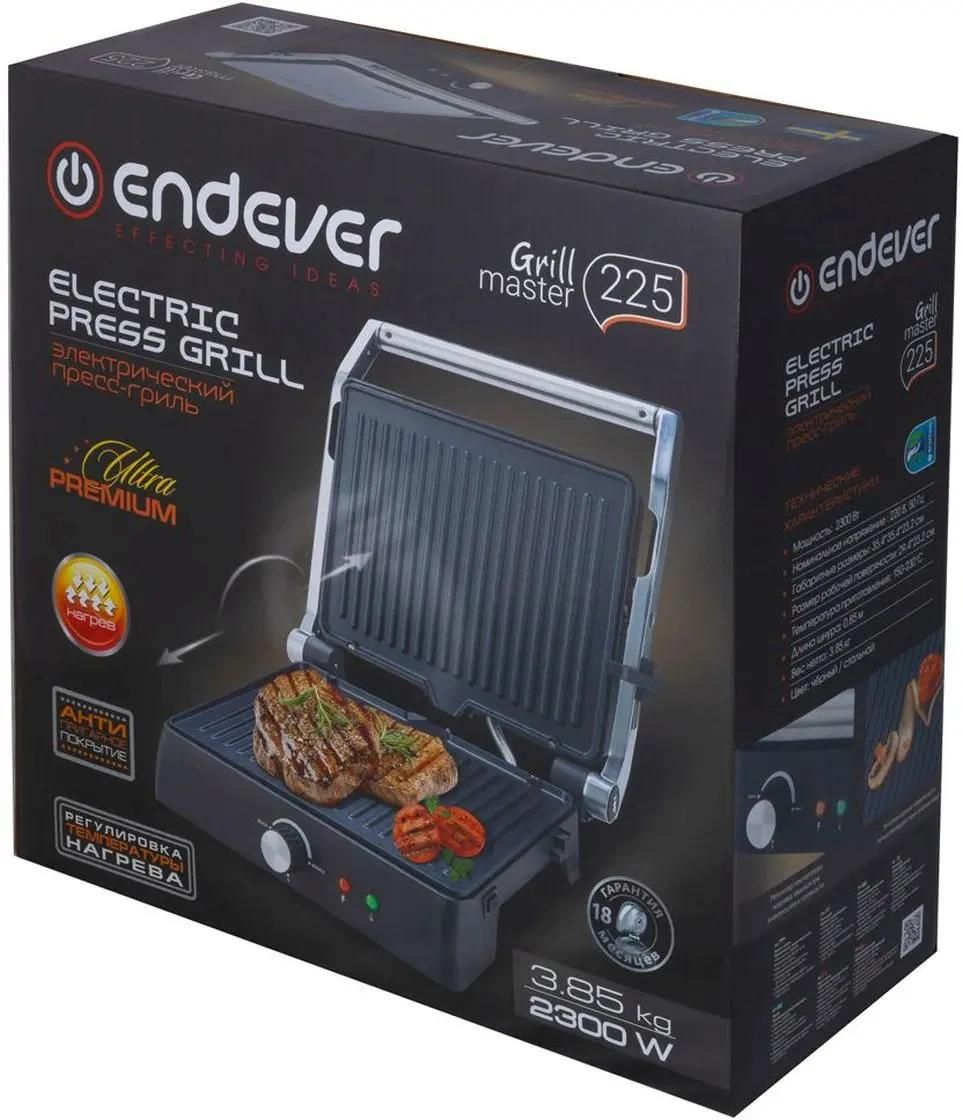 Электрогриль Endever Grillmaster 225, серебристый и черный [90266] – купить  в Ситилинк | 1794450