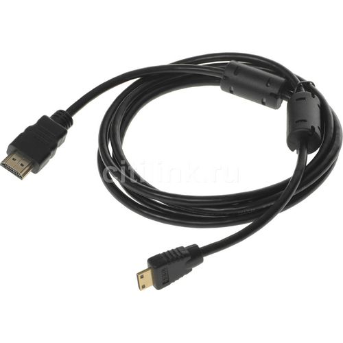Кабель аудио-видео Buro HDMI 1.4, HDMI (m) — Mini HDMI (m), ver 1.4, 1.8м, GOLD, ф/фильтр, черный [minihdmi-1.8m]