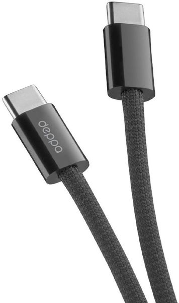 Кабель Deppa USB Type-C (m) -  USB Type-C (m),  1.5м,  в оплетке,  черный [72548]