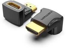 Изображение товара Переходник видео VENTION AIOB0,  HDMI (m)  (Г-образный) -  HDMI (f),  ver 2.0,  GOLD,  черный