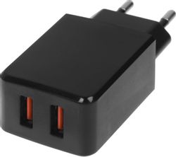 Изображение товара Сетевое зарядное устройство BORASCO 2xUSB-A,  microUSB, 2.1A, черный [20649]