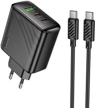 Изображение товара Сетевое зарядное устройство Hoco CS26A Article,  USB-A,  2xUSB-C, 45Вт, 3A, черный [pd45w]