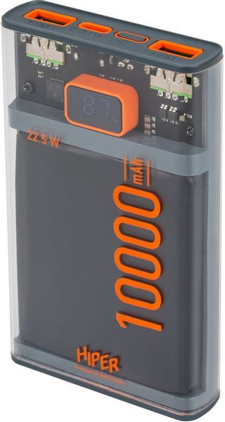 Внешний аккумулятор (Power Bank) HIPER Core X,  10000мAч,  черный [core x transparent]