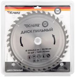 Пильный диск KRANZ KR-92-0127, 250мм, по дереву