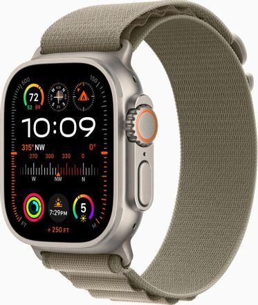 Смарт-часы Apple Watch Ultra 2 A2986,  49мм,  оливковый/титан [mrey3lw/a]
