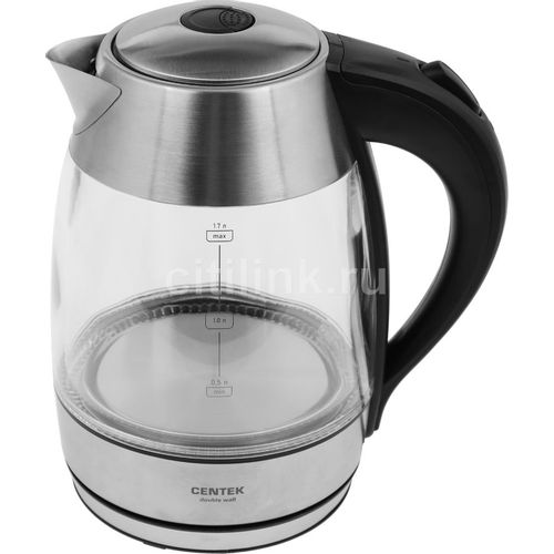 Чайник электрический CENTEK CT-0012, 1.7л, стекло/металл/пластик