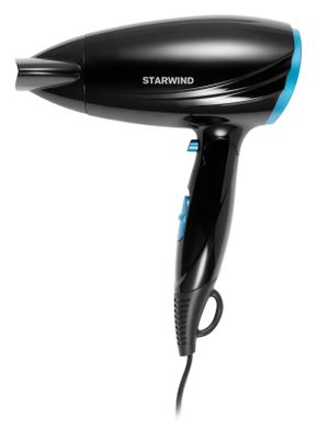 Фен StarWind SHD 7066, дорожный, 1600Вт, черный и синий