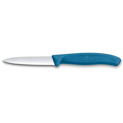 Нож кухонный Victorinox Swiss Classic, универсальный, для чистки овощей и фруктов, 80мм, заточка серрейтор, стальной, синий…