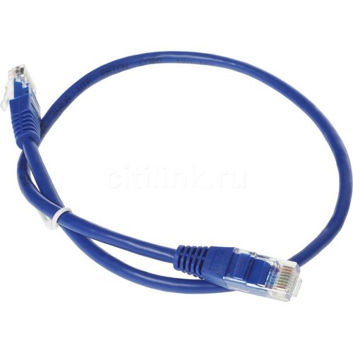 Патч-корд LanMaster вилка RJ-45, вилка RJ-45, кат.5E, ПВХ, 0.5м, синий [twt-45-45-0.5-bl]