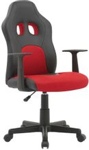 Изображение товара Игровое кресло HELMI Mini на колесиках ткань и экокожа черно-красное