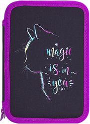 Пенал BRAUBERG 271542 271542,  Magic Cat,  2 отделения,  форма прямоугольная, черный