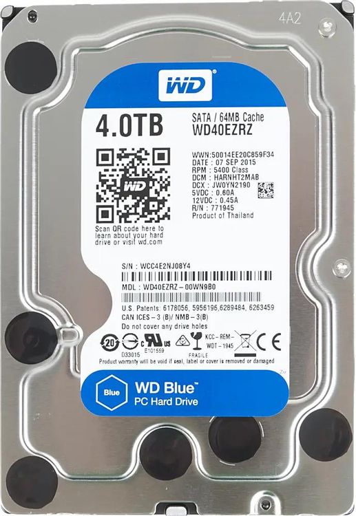 Жесткий диск WD Blue WD40EZRZ, 4ТБ, HDD, SATA III, 3.5