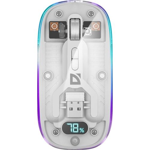 Мышь беспроводная Defender Ixes MM-999, Bluetooth/Радио, оптическая, USB, 5600dpi, прозрачный и белый [52996]