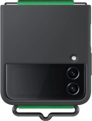 Чехол (клип-кейс) Samsung Silicone Cover with Strap Z Flip4, для Samsung Galaxy Z Flip4, противоударный, черный