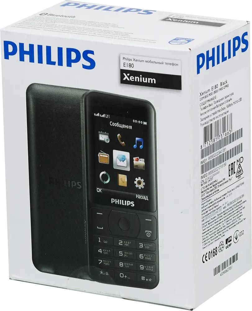 Обзор товара сотовый телефон Philips Xenium E180, черный (294152) в  интернет-магазине СИТИЛИНК