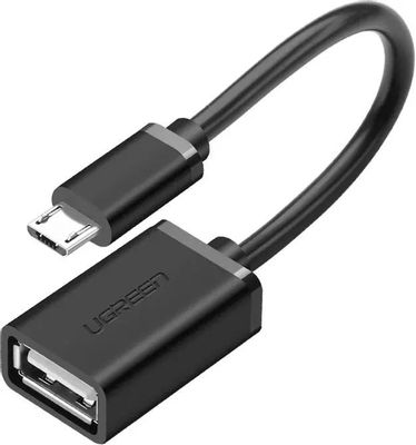 Кабель UGREEN US133,  micro USB (m) -  USB (f),  0.15м,  черный [10396]