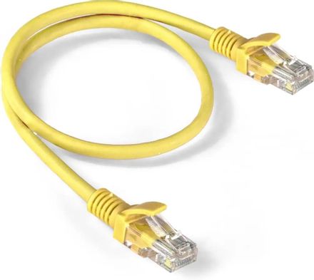 Патч-корд EXEGATE UTP-RJ45-RJ45-5e-0,5M-LSZH-YL UTP, кат.5E, 0.5м, 4 пары, алюминий омедненный, многожильный, желтый