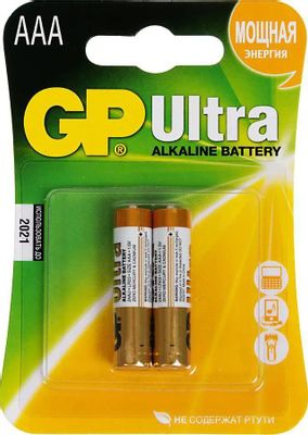 AAA Батарейка GP Ultra Alkaline 24AU LR03,  2 шт.