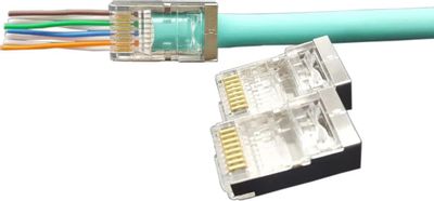 Коннектор Hyperline (PLEZ-8P8C-U-C5-SH-100) FTP кат.5e RJ45 прозрачный ...