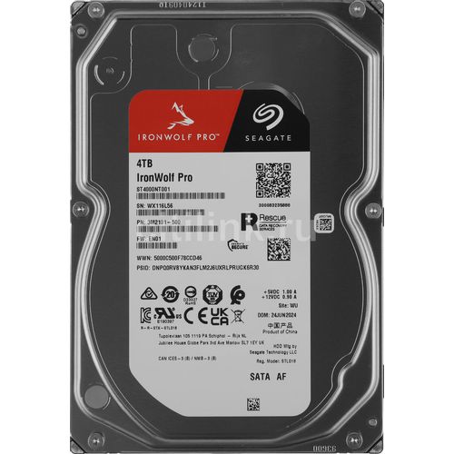 4ТБ Жесткий диск Seagate Ironwolf Pro ST4000NT001, SATA III, 3.5", 7200об/мин