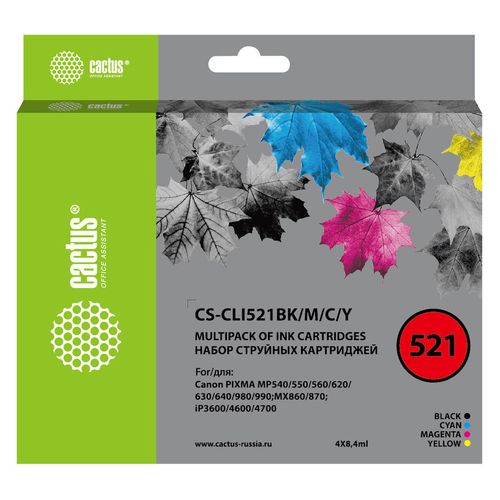 Картридж Cactus CS-CLI426BK/M/C/Y, черный / голубой / желтый / пурпурный / CS-CLI426BK/M/C/Y CACTUS