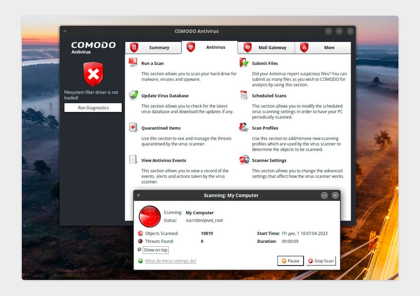 С помощью Comodo Antivirus получилось просканировать систему на наличие вредоносных программ