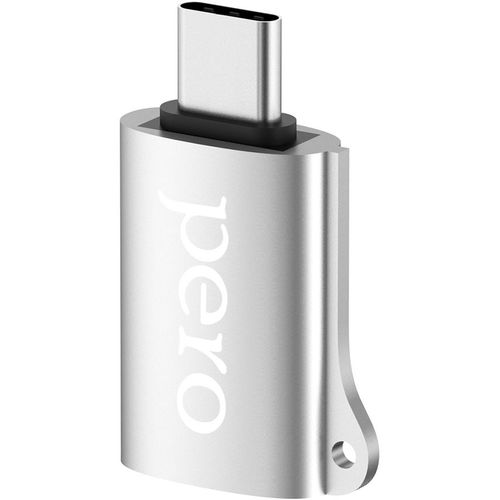 Адаптер OTG PERO AD02, USB Type-C (m) - USB (f), серебристый [prad02tusr]