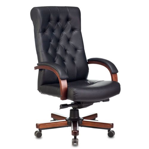 Кресло руководителя Бюрократ T-9928Walnut, кожа, до 200кг, механизм со смещенной осью, фиксированные подлокотники, черный —… Кресло руководителя Бюрократ T-9928Walnut, кожа, до 200кг, механизм со смещенной осью, фиксированные подлокотники, черный