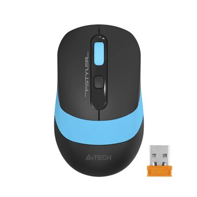 Мышь A4TECH Fstyler FG10, оптическая, беспроводная, USB, черный и синий [fg10 blue]