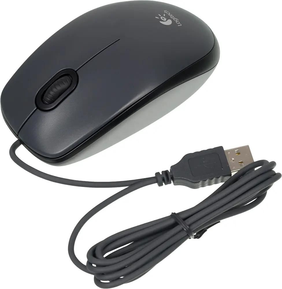 Мышь Logitech M90, оптическая, проводная, USB, черный и черный [910-001794]  – купить в Ситилинк